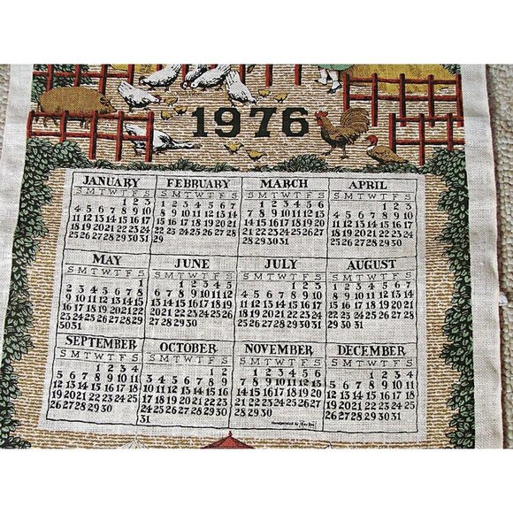 Vintage Kay Dee 1976 Tea Towel County Fair Sewell Jackson NOS Linen Calendar NIB - Picture 4 of 12